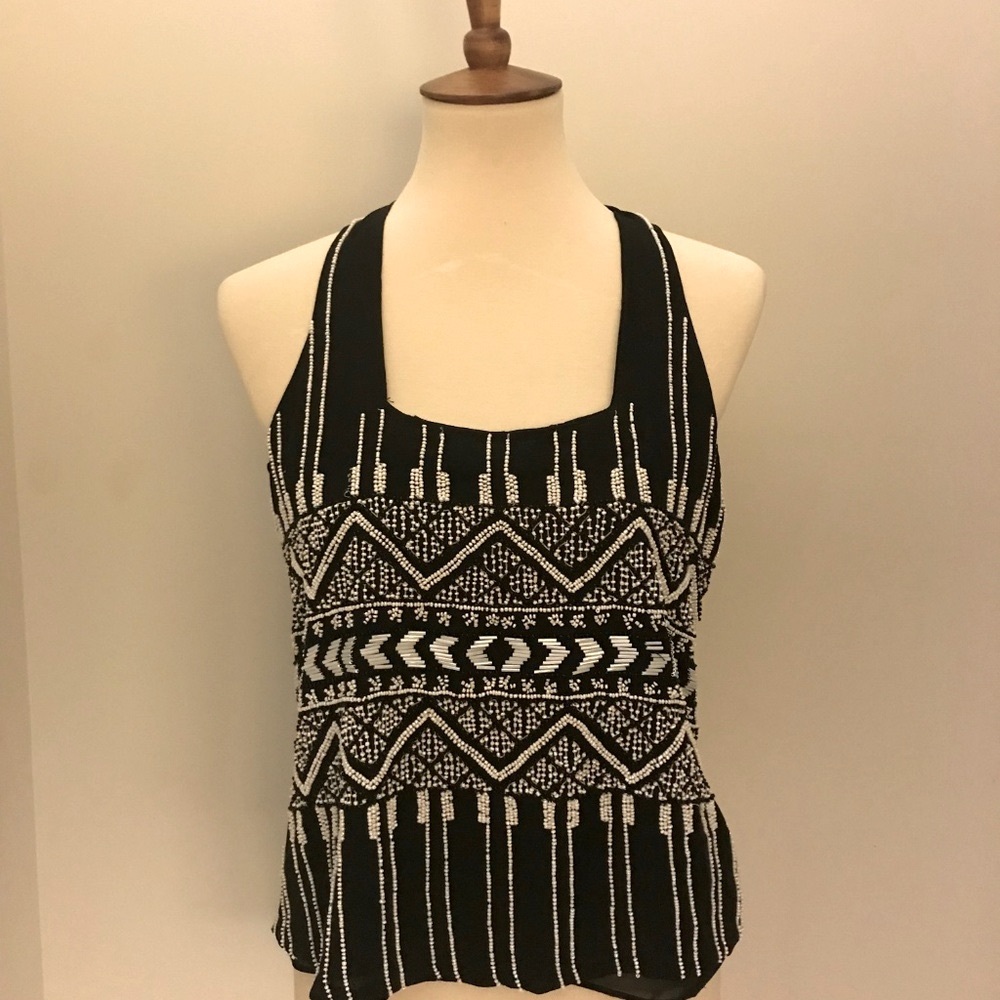 Parker Zuma Silk Beaded Racerback Tank Small